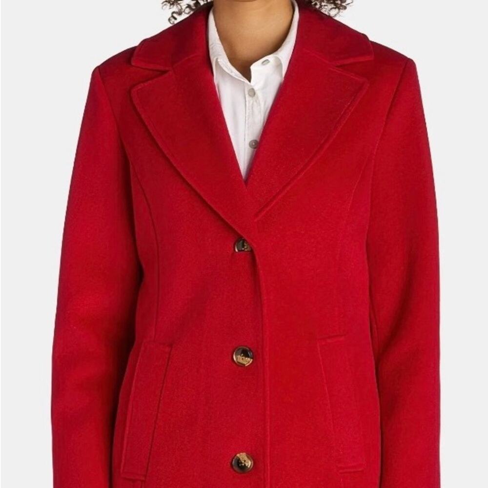 Time and Tru Women's Vibrant Red Boyfriend  Coat L NWT